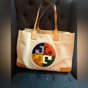 Tory Burch Ella Color Block Logo Tote Large